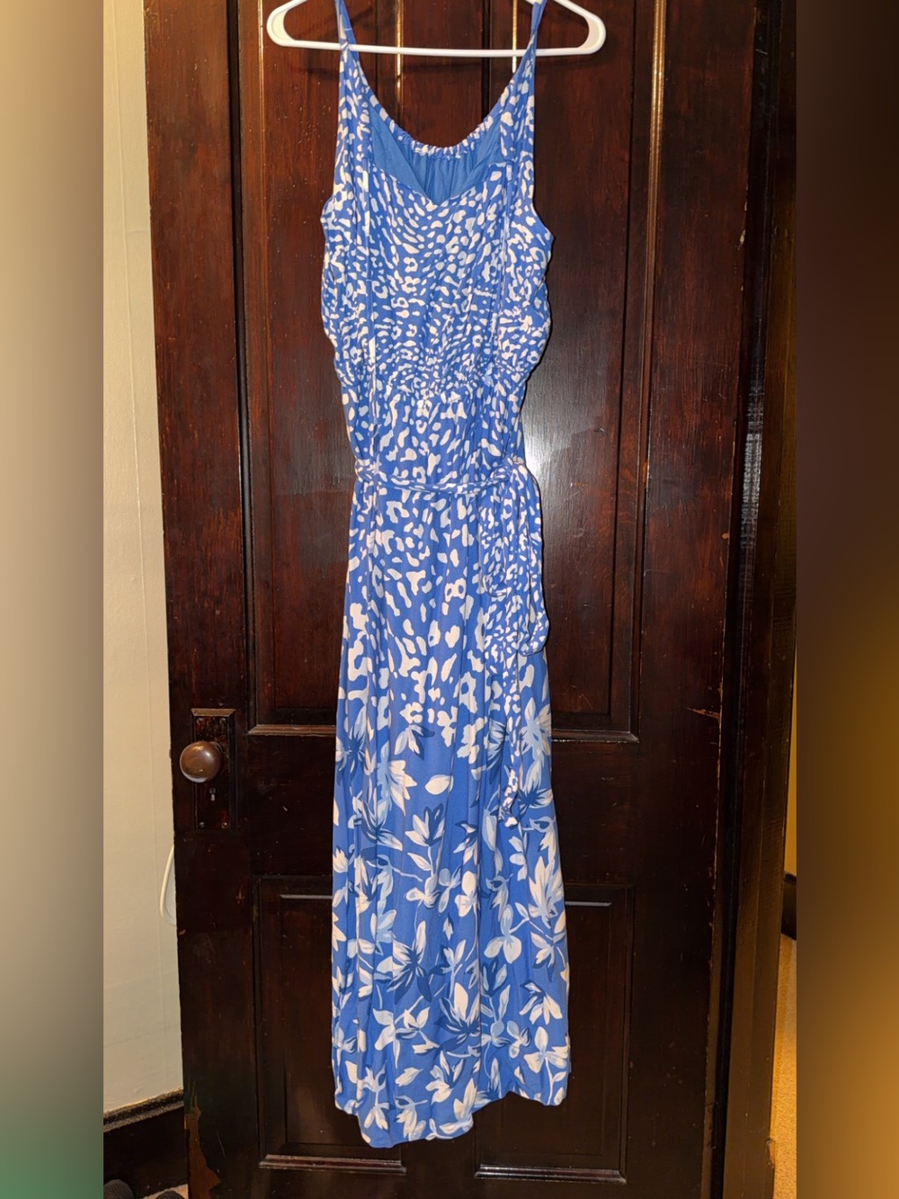 Skies Are Blue Blue and White Floral Maxi Dress
